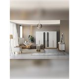 %100 Mdf Perge Yatak Odası Takımı - Beyaz - Açık Ceviz