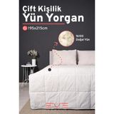 %100 Merinos Kuzu Yünlü Pamuklu Antialerjik Çift Kişilik Yorgan 195X215 cm - 195 x 215 cm - Beyaz