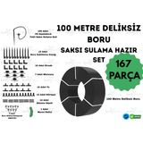 100 Metre Deliksiz Damla Sulama Borusu Ve Saksı Sulama Seti