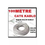 100 Metre Hazir Yapili Uçlar 100 Mt Metre Internet Kablosu Kaliteli Sağlam Cat6