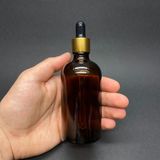 100 Ml Amber Cam Damlalıklı Şişe , Gold Metalik Kapak , 100 Cc Kahverengi Cam Damlalıklı Şişe x 6 Adet