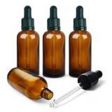 100 ml Amber Cam Damlalıklı Şişeler - 4'lü Paket - Kurcalamaya Dayanıklı Yakalı Cam Pipetler - UV Korumalı, Sızdırmaz Tasarım, Seyahat için İdeal, Doldurulabilir - Aromaterapi, Kendin Yap Güzellik ve
