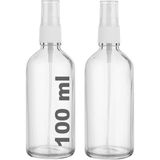 100 ml Kapaklı Beyaz Sprey Şeffaf 100 cc Fısfıs Kolonya Dezenfektan Şeffaf Cam Şişe 2 Adet (� - Genel
