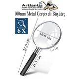 100 mm 1 Adet 6x Plastik Sap Çerçeveli 10 cm Merçek Okul Büro Ofis Krom Kaplama Büyüteç