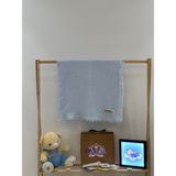 %100 Organik Pamuk 4 Kat Müslin Bebek & Çocuk Müslin Battaniyesi (100×100 Cm) Saçaklı Dikişli - Bebek Mavisi