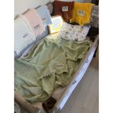 %100 Organik Pamuk 4 Kat Müslin Bebek & Çocuk Müslin Battaniyesi (100×100 Cm) Saçaklı Dikişli - Nane