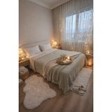 %100 Organik Pamuk 4 Kat Müslin Çok Amaçlı Yatak Örtüsü ve Pike (240X250 Cm) - Yeşil - Ekru