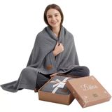%100 Organik Pamuk Örgü Battaniye – Gots Sertifikalı, Hafif, Nefes Alabilir Ve Rahat Yapısıyla Kanepe, Yatak Ve Ev Dekorunda Boho Vintage Tarzı (Antrasit, 130X150 Cm)