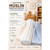 %100 Organik Pamuklu Kumaştan Üçlü Bebek Çocuk Battaniye Seti ( Xl Boy ) ( Oeko-Tex Sertifikalıdır ) - Bebe Mavisi