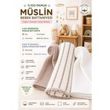 %100 Organik Pamuklu Kumaştan Üçlü Bebek Çocuk Battaniye Seti ( Xl Boy ) ( Oeko-Tex Sertifikalıdır ) - Bej