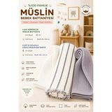 %100 Organik Pamuklu Kumaştan Üçlü Bebek Çocuk Battaniye Seti ( Xl Boy ) ( Oeko-Tex Sertifikalıdır ) - Gri