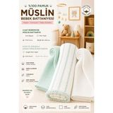 %100 Organik Pamuklu Kumaştan Üçlü Bebek Çocuk Battaniye Seti ( Xl Boy ) ( Oeko-Tex Sertifikalıdır ) - Mint Yeşili