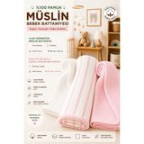 %100 Organik Pamuklu Kumaştan Üçlü Bebek Çocuk Battaniye Seti ( Xl Boy ) ( Oeko-Tex Sertifikalıdır ) - Pembe