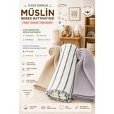 %100 Organik Pamuklu Kumaştan Üçlü Bebek Çocuk Battaniye Seti ( Xl Boy ) ( Oeko-Tex Sertifikalıdır ) - Petrol Mavisi