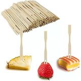100 Paket Bambu Meze Çatalı, Meze için Kürdan, Meyve, Kokteyl, Şarküteri Tahtası Aksesuarları için 3,5 İnç Mini Çatal (100 Paket)