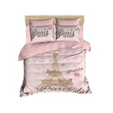 %100 Pamuk 3D Baskılı Eyfel Kulesi Temalı Kelebek Paris Nevresim Takımı, Tam/Queen Boy Yorgan/Nevresim Takımı, (4 Parça)