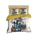 %100 Pamuk 3D Baskılı Gitar Temalı, Müzik Yatak Seti, Tam/Kraliçe Boy Yorgan/Nevresim Takımı, (5)