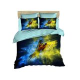 %100 Pamuk 3D Baskılı Papağan Temalı Kuş Yatak Seti, Tam/Queen Boy Yorgan/Nevresim Takımı, (5)