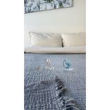 100% Pamuk 4 Katlı Kaliteli Müslin Yatak Örtüsü (ANTRASİT GRİ, 230X250)