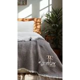 %100 PAMUK 6 KATLI MÜSLİN YORGAN PİKE YATAK ÖRTÜSÜ (KAHVERENGİ, 220X240Ç.KİŞİLİ)