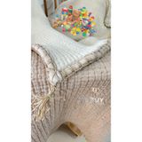 %100 PAMUK 6 KATLI MÜSLİN YORGAN PİKE YATAK ÖRTÜSÜ (TAŞ-İVORY, 110X120 BEBE)