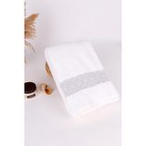 %100 Pamuk 70X140 Beyaz Barok Desen Banyo Havlusu - 70 x 140 cm