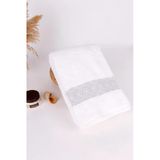 %100 Pamuk 70x140 Beyaz Barok Desen Banyo Havlusu