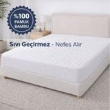 %100 Pamuk Bambu Lastikli Çarşaf Tipi Fitted Alez Sıvı Geçirmez Yatak Koruyucu Beyaz