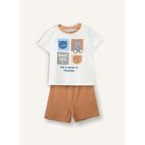 %100 Pamuk Baskılı Kısa Kollu Üst Şort Alt 2'li Pijama Takımı Erkek Bebek