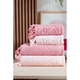 %100 Pamuk Bersay Tekstil Kumsal 4'lü Hamam Seti %100 Pamuk (2 Adet 70X140 Beden, 2 Adet 50X90 El, Yüz, Saç Havlu), 1250GR - Pembe - Pudra - 70 x 140 cm