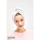 %100 Pamuk Beyaz Havlu Bone Saç Kurutma Bonesi Kafa Havlusu Duş Banyo Bonesi Islak Saç Kurulama Bone - 15 x 10 cm