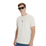 %100 Pamuk Compact Penye Süprem Ekru Avakado Nakışlı Trend Fit Erkek Tok Kumaş T-Shirt Rahat Kesim (Ekru, M)