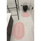 %100 Pamuk Dokuma, Su Emici, Banyo Paspas Seti, Banyo Halısı Vera 2'li Klozet Takım 60X100-60X50 - Pudra