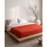 %100 Pamuk El Nakışlı Çift Kişilik Pike Takımı - Turuncu - 220 x 230 / Turuncu