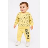 %100 Pamuk Erkek Bebek Çocuk Alt Üst Takım Pijama 538 - 12 - 18 Ay - Sarı