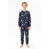 %100 Pamuk Erkek Çocuk Pijama Takımı 8-13 Yaş 12735Is