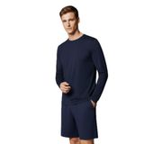 %100 Pamuk Erkek Süprem Uzun Kollu Basic T-Shirt Compact Penye Siyah Sporcu Tişört Body (Lacivert, S)