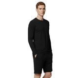 %100 Pamuk Erkek Süprem Uzun Kollu Basic T-Shirt Compact Penye Siyah Sporcu Tişört Body (Siyah, S)
