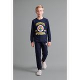 %100 Pamuk Fenerbahçe Lisanslı Bisiklet Yaka Uzun Kollu Üst Jogger Alt Pijama Takımı Erkek Çocuk