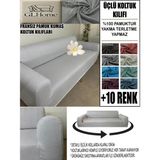 %100 Pamuk Fransız Kumaş 3 Lü Komple Giydirme Kanepe & Çekyat, Bohem, Porto, Vb. Model Koltuk Kılıfı - 180 x 240 cm - Açık Gri