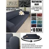 %100 Pamuk Fransız Kumaş 3 Lü Komple Giydirme Kanepe & Çekyat, Bohem, Porto, Vb. Model Koltuk Kılıfı - 180 x 240 cm - Füme