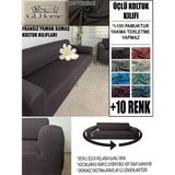 %100 Pamuk Fransız Kumaş 3 Lü Komple Giydirme Kanepe & Çekyat, Bohem, Porto, Vb. Model Koltuk Kılıfı - 180 x 240 cm - Kahverengi