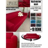 %100 Pamuk Fransız Kumaş 3 Lü Komple Giydirme Kanepe & Çekyat, Bohem, Porto, Vb. Model Koltuk Kılıfı - 180 x 240 cm - Kırmızı