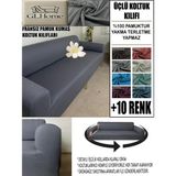%100 Pamuk Fransız Kumaş 3 Lü Komple Giydirme Kanepe & Çekyat, Bohem, Porto, Vb. Model Koltuk Kılıfı - 180 x 240 cm - Koyu Gri