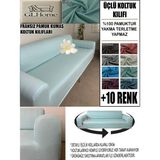 %100 Pamuk Fransız Kumaş 3 Lü Komple Giydirme Kanepe & Çekyat, Bohem, Porto, Vb. Model Koltuk Kılıfı - 180 x 240 cm - Mint
