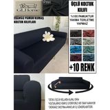 %100 Pamuk Fransız Kumaş 3 Lü Komple Giydirme Kanepe & Çekyat, Bohem, Porto, Vb. Model Koltuk Kılıfı - 180 x 240 cm - Siyah