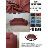 %100 Pamuk Fransız Kumaş Çift Kişilik Komple Giydirme 2'li Kanepe, Bohem, Vb Model Koltuk Kılıfı - 120 x 160 cm - Kiremit