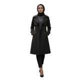 %100 Pamuk Gabardin Midi (95 cm) Astarlı Kemerli Kadın Tesettür Trençkot (Siyah, XXL)
