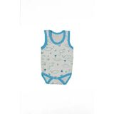 %100 Pamuk Geniş Askılı Dinazorlu Çıtçıtlı Bebe Zıbın 0-36 Ay Turkuaz 118755-T - 24 Ay