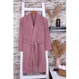%100 Pamuk Gül Kurusu Kadın Kimono Bornoz